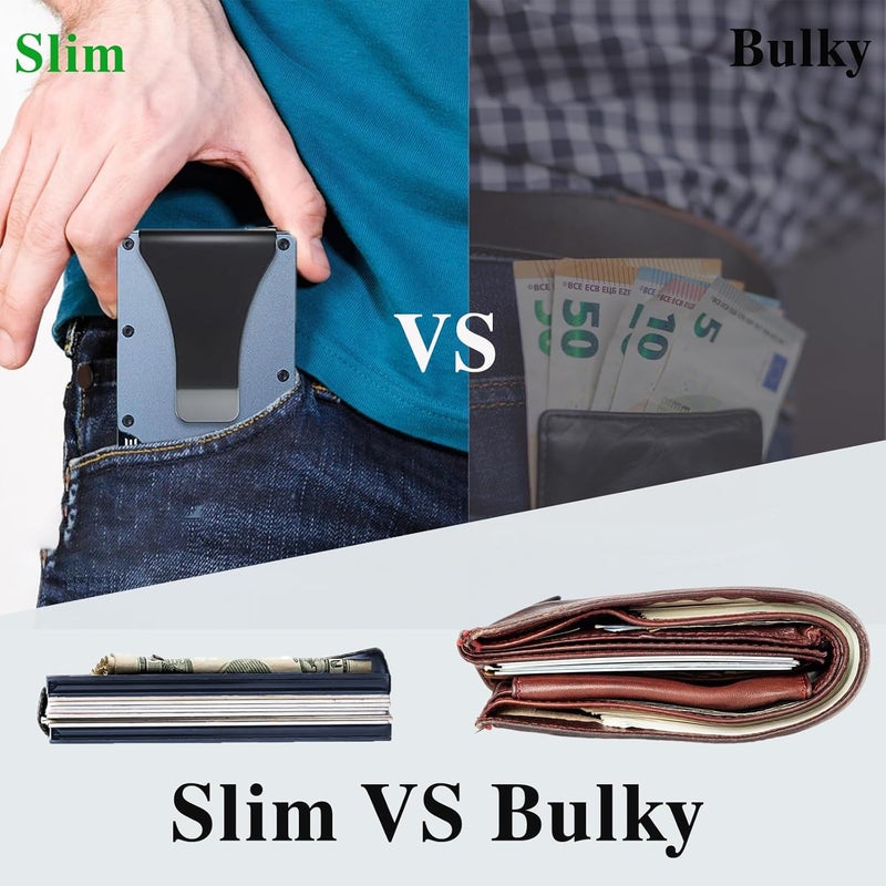 YLFYLFUP Minimalist Wallet with RFID Blocking for Men,Slim Credit Card Holder with Aluminum Money Clip Wallet for Men and Women,Metal Wallets for Mens Front Pocket as Gifts (Blue) - Image 4